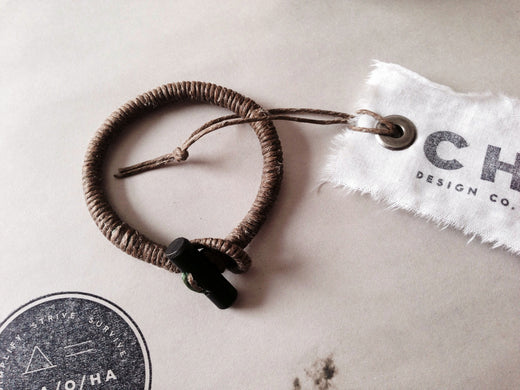 FIRESTARTER Bracelet: Jute, Waxed Hemp & Firesteel Toggle