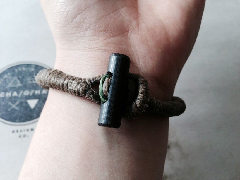 FIRESTARTER Bracelet: Jute, Waxed Hemp & Firesteel Toggle